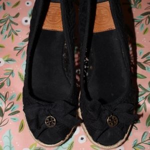 Tory Burch black lace wedges size 6